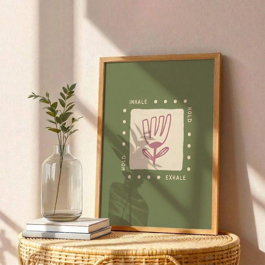 Angled view of boho quote canvas art for soothing bedroom decor