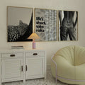 Black White Leopard Life Is Short Live Well Canvas Poster Set