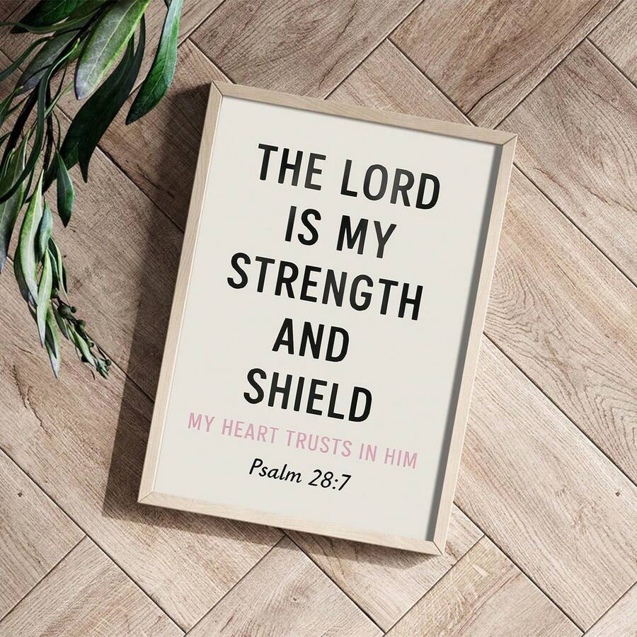 Styled view of unframed Christian canvas art for home and office display
