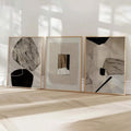 Minimalist line art canvas trio styled as modern farmhouse neutral decor