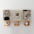 Close view of beige taupe and charcoal abstract geometric canvas prints