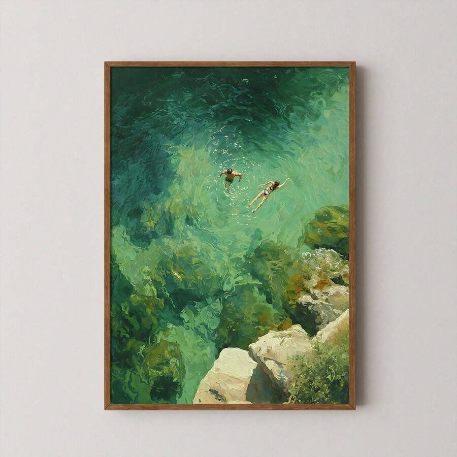 Bring coastal tranquility into your space with this stunning green ocean canvas poster. Perfect for summer aesthetics, this modern artwork features natural elements that evoke the peaceful beauty of seaside landscapes. Available as both framed and unframed options, it's crafted on durable canvas with waterproof properties for lasting vibrancy. Ideal for dining rooms, home offices, or any room needing a refresh. Transform your walls into a serene escape that captures the essence of ocean-inspired design.