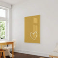 Mustard yellow heart canvas poster in bright living room