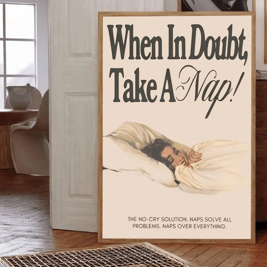 When In Doubt Take A Nap retro typography wall art