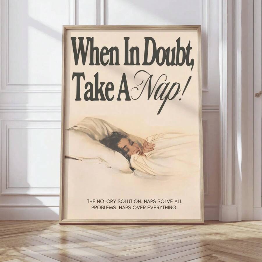 When In Doubt Take A Nap retro typography wall art