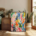 Playful abstract artwork for a living room or entryway
