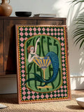Colorful Crane Folk Art Mermaid & Astrology Canvas Poster 