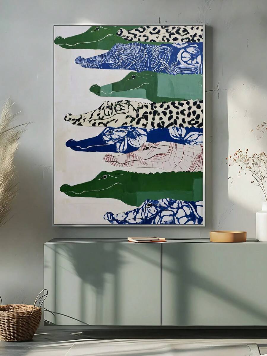 Colorful Crane Folk Art Mermaid & Astrology Canvas Poster 