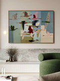 Colorful Crane Folk Art Mermaid & Astrology Canvas Poster 