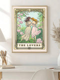 Sapphic tarot card print with lesbian couple in floral garden