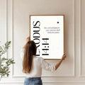 Minimalist Christian scripture wall art in monochrome style