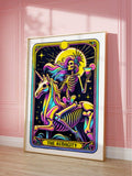 Skeleton unicorn canvas with moon stars cocktail glass and neon colors