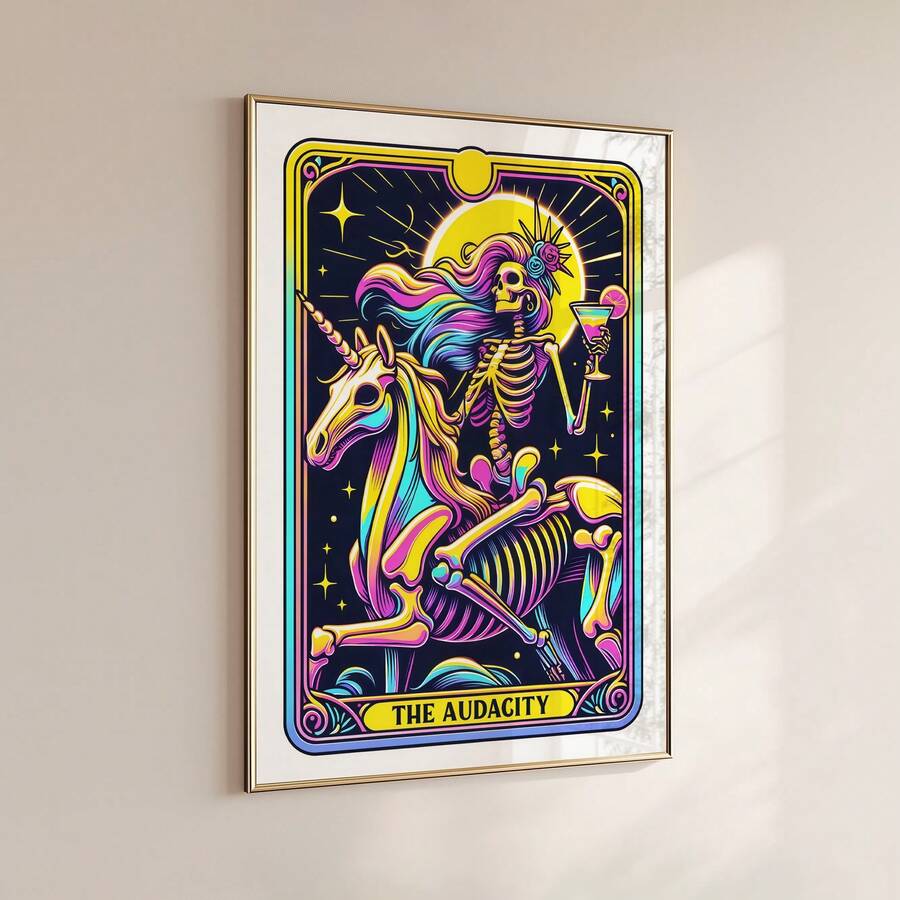 Funny gothic wall decor preview with THE AUDACITY tarot artwork
