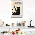 Cat Approved wall art above white kitchen counter