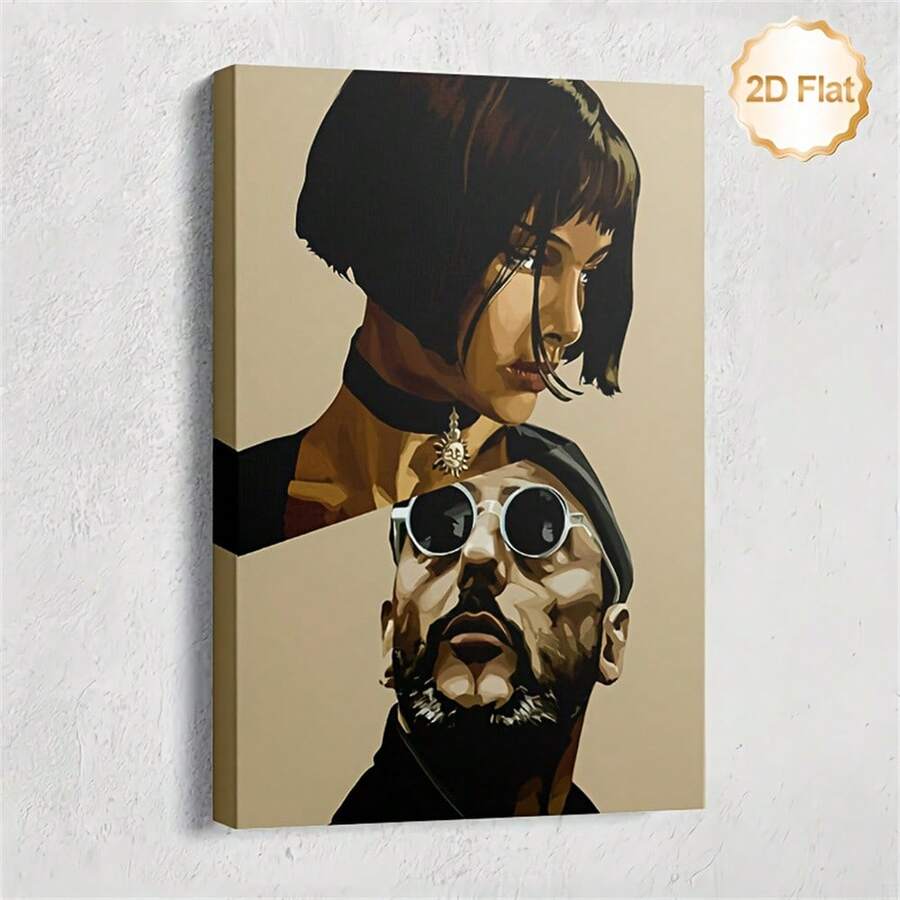 "Léon & Mathilda" Iconic Movie Character Portrait Vintage Canvas Poster