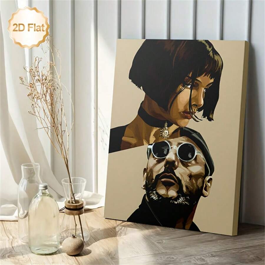 "Léon & Mathilda" Iconic Movie Character Portrait Vintage Canvas Poster