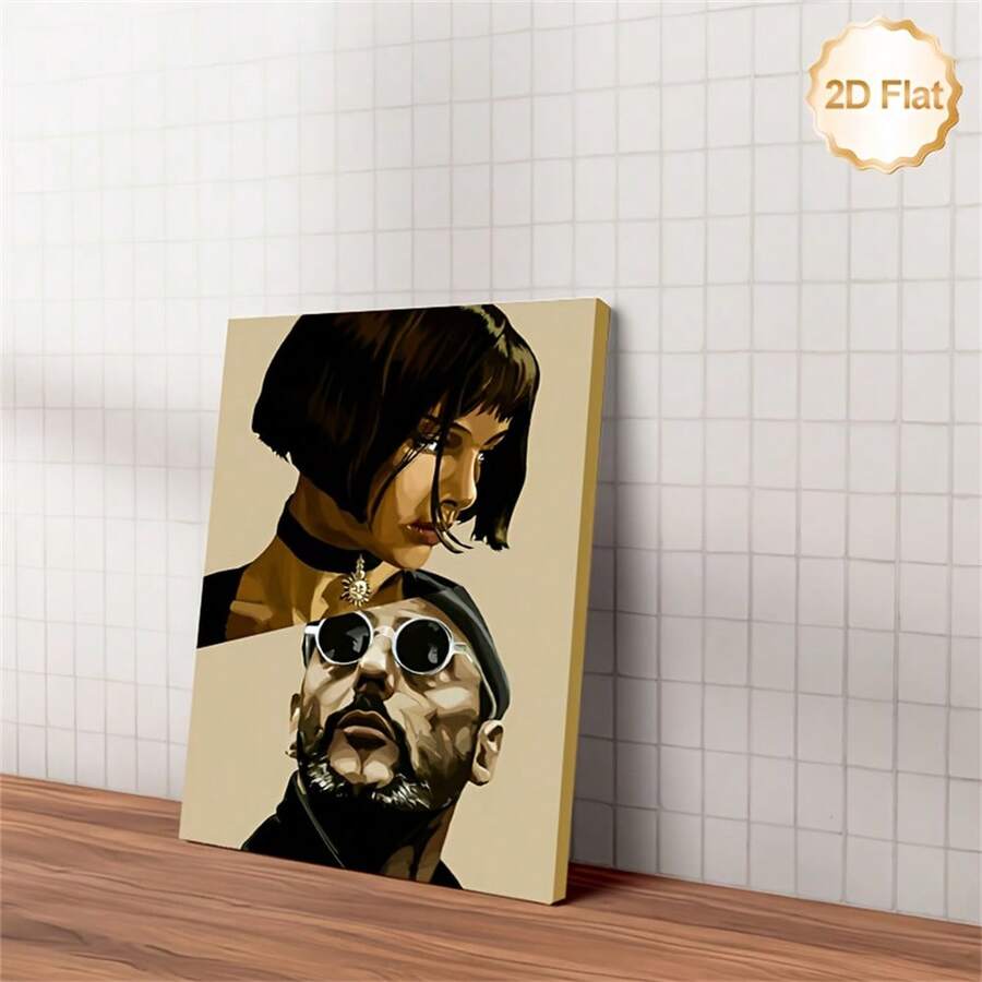 "Léon & Mathilda" Iconic Movie Character Portrait Vintage Canvas Poster
