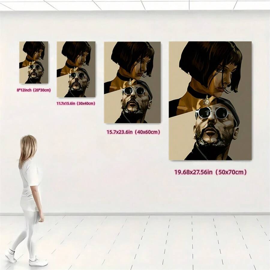 "Léon & Mathilda" Iconic Movie Character Portrait Vintage Canvas Poster
