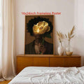 Bohemian woman artwork styled in an eclectic interior