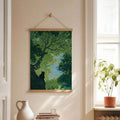 Black Cat In Green Forest Impressionist Landscape Canvas Poster