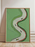 F1 racing canvas wall art with green textured painting effect