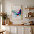 Colorful pastel abstract wall art above kitchen counter
