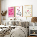 Pink Aesthetic Quotes and Disco Cherry Canvas poster set with playful Y2K charm. Perfect for bedrooms, dorms, dressing rooms, beauty spaces, and colorful decor.