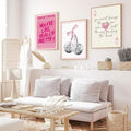 Pink Aesthetic Quotes and Disco Cherry Canvas poster set with playful Y2K charm. Perfect for bedrooms, dorms, dressing rooms, beauty spaces, and colorful decor.