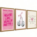 Pink Aesthetic Quotes and Disco Cherry Canvas poster set with playful Y2K charm. Perfect for bedrooms, dorms, dressing rooms, beauty spaces, and colorful decor.
