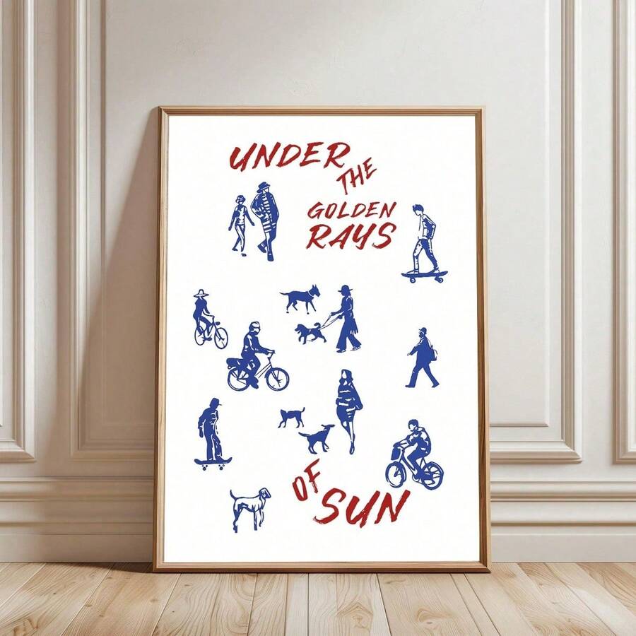 Under the golden rays of sun poster on white paneled wall