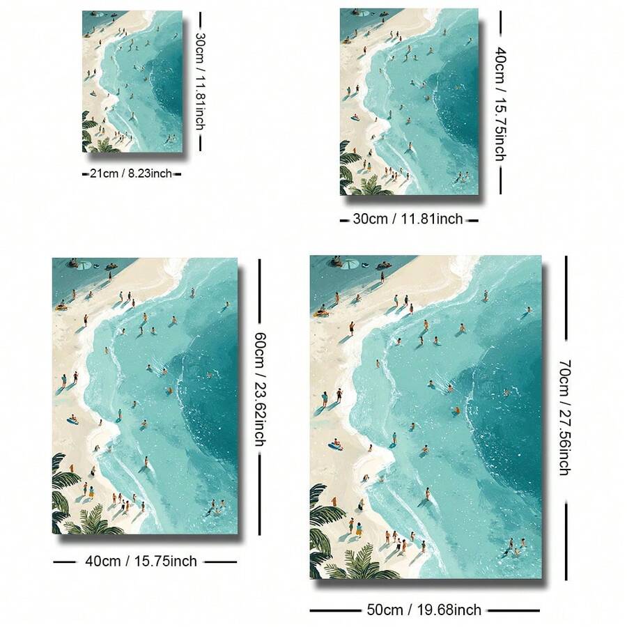 Close-up canvas texture detail for turquoise aerial beach print
