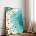 Ocean print poster with turquoise seascape cream sand and tropical mood