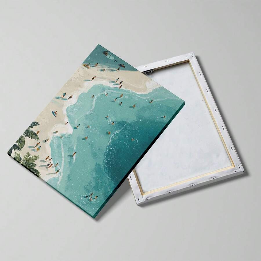 Beach canvas size and frame option display for coastal decor