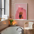 Feminine decor framed poster with modern fashion illustration and textured paint look