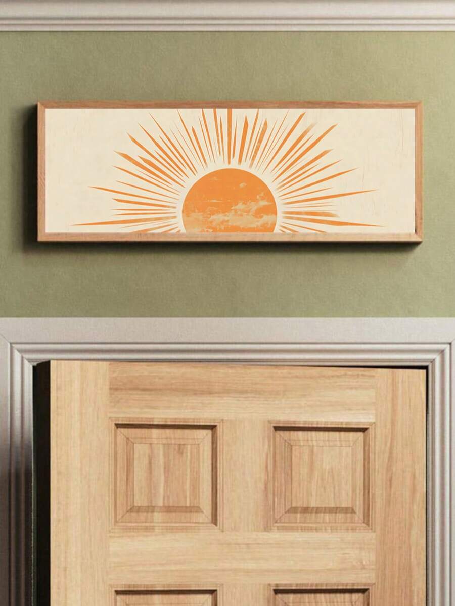 Long Bohemian Warm Orange Vintage Sunlight Pattern Narrow Abstract Canvas Poster 