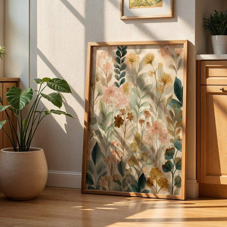 Bohemian wildflower floral canvas poster view 1