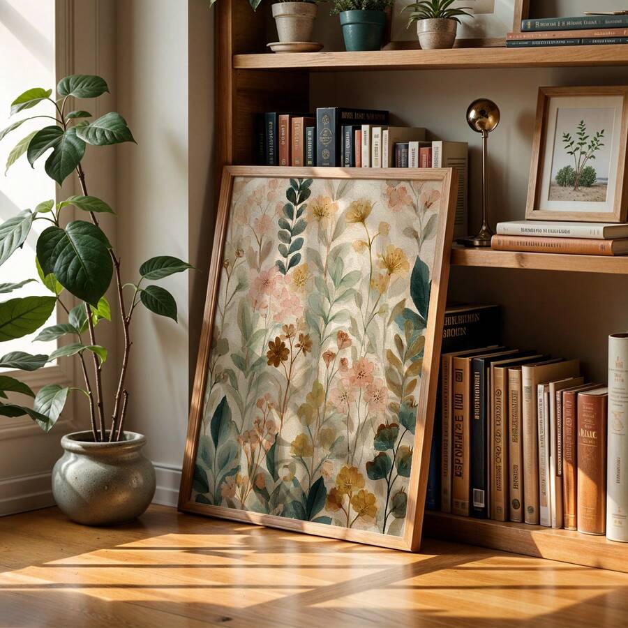Bohemian wildflower floral canvas poster view 4