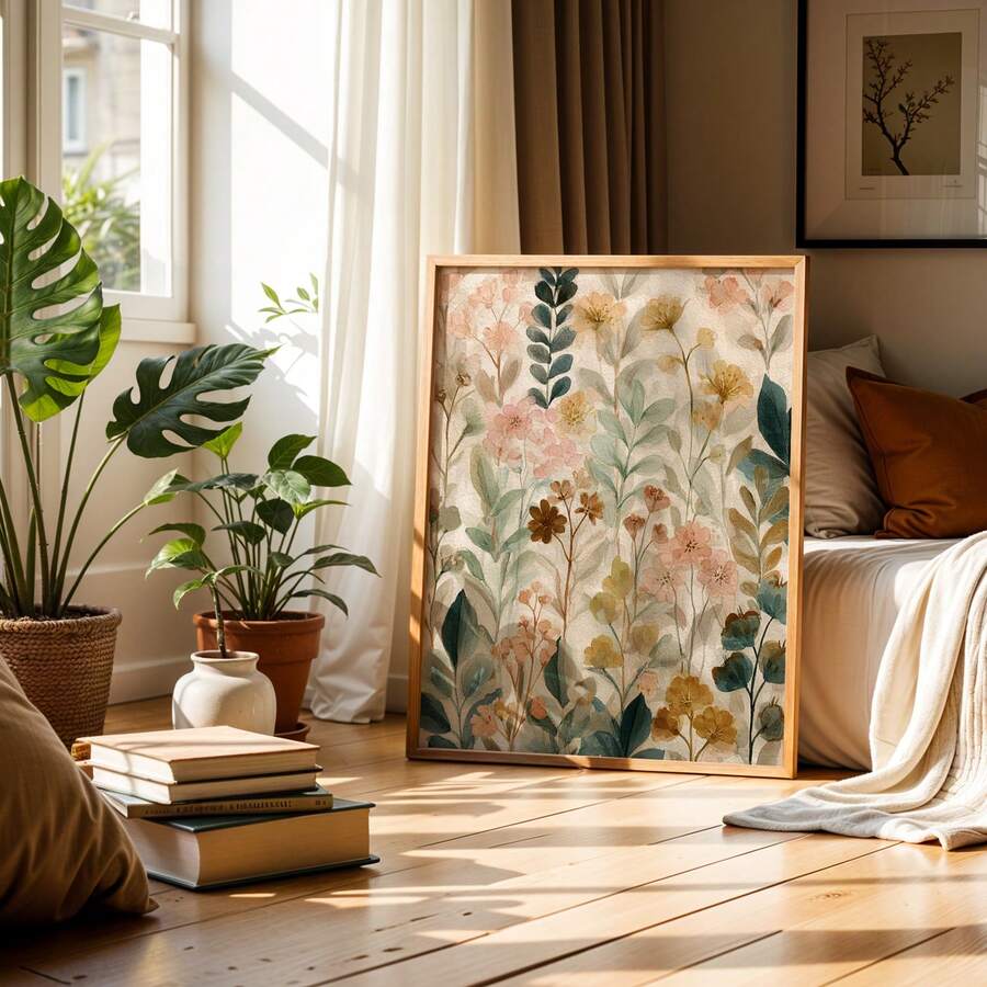 Bohemian wildflower floral canvas poster view 2