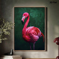 Botanical flamingo wall art in a bright residential interior