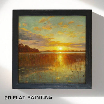 Decorative framed farmhouse lake sunset plaque poster