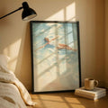 Coastal landscape artwork shown in a relaxed interior setting