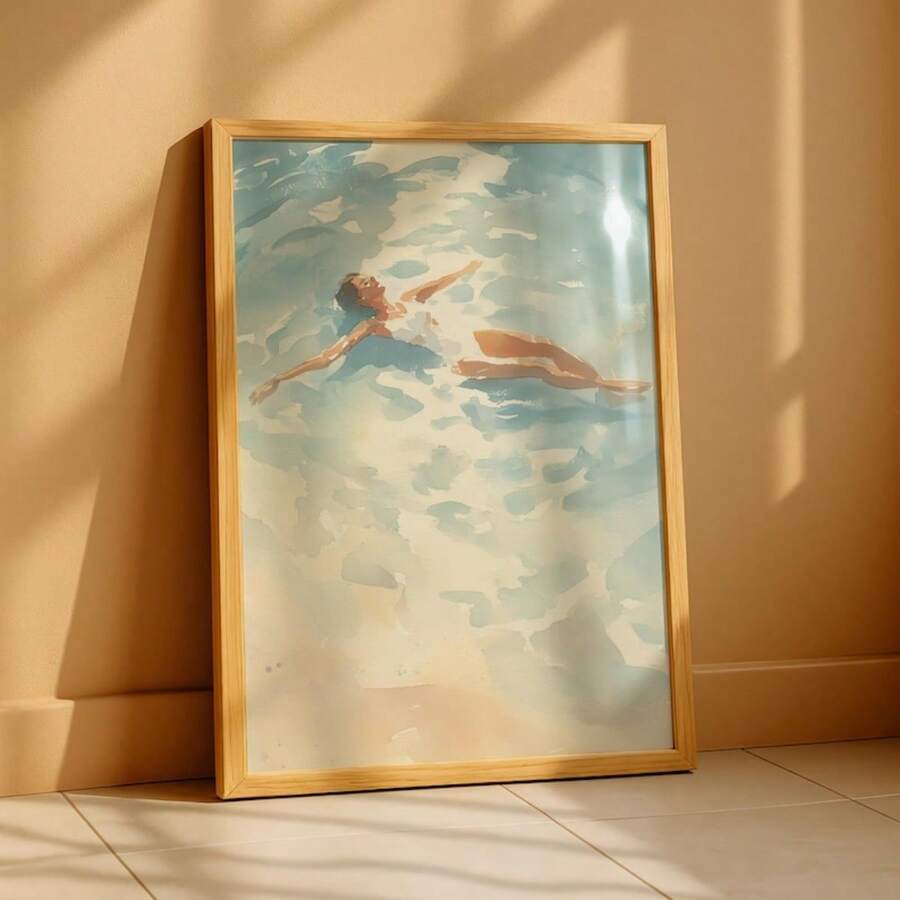 Unframed soft seascape canvas print for beach house decor