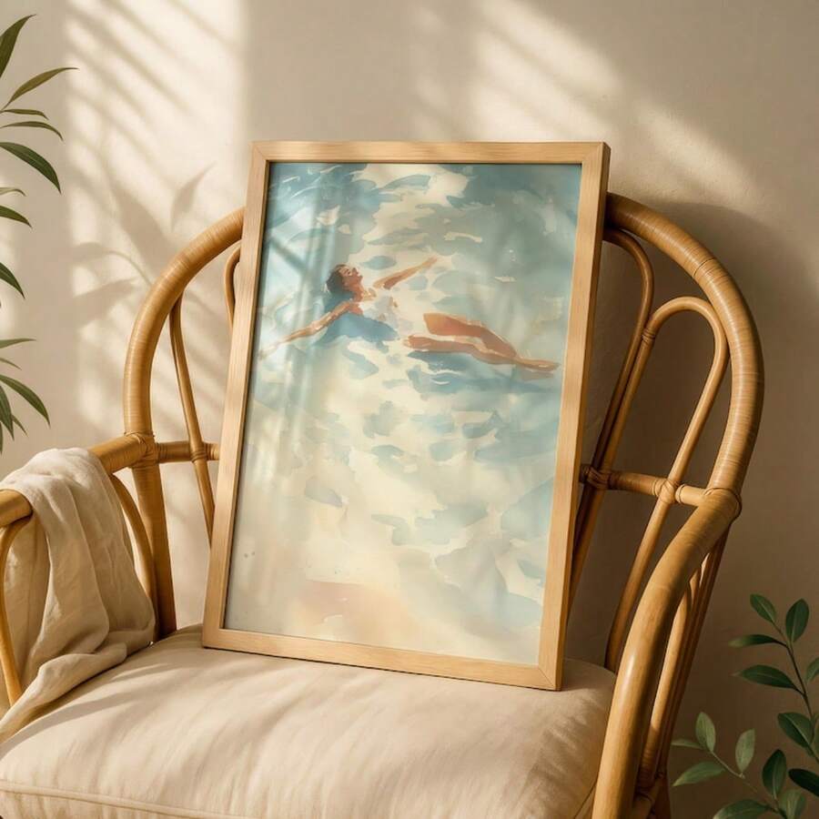 Serene seaside landscape wall art in calm coastal colors