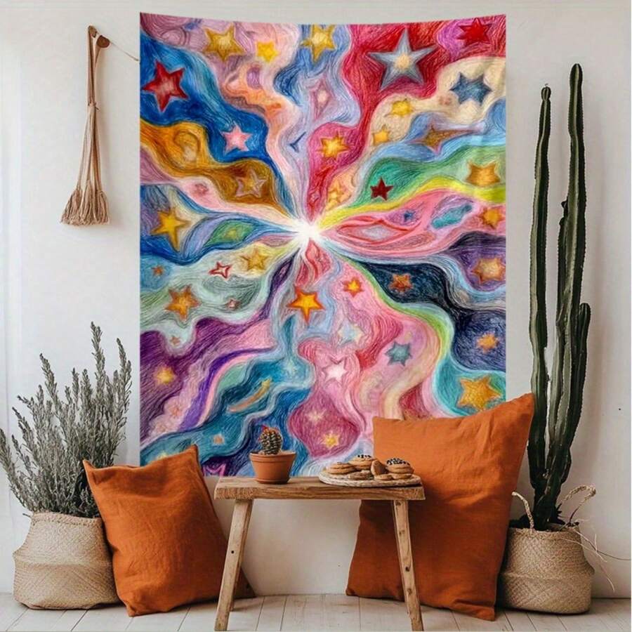 Size chart for starry sky tapestry with hook gift callout