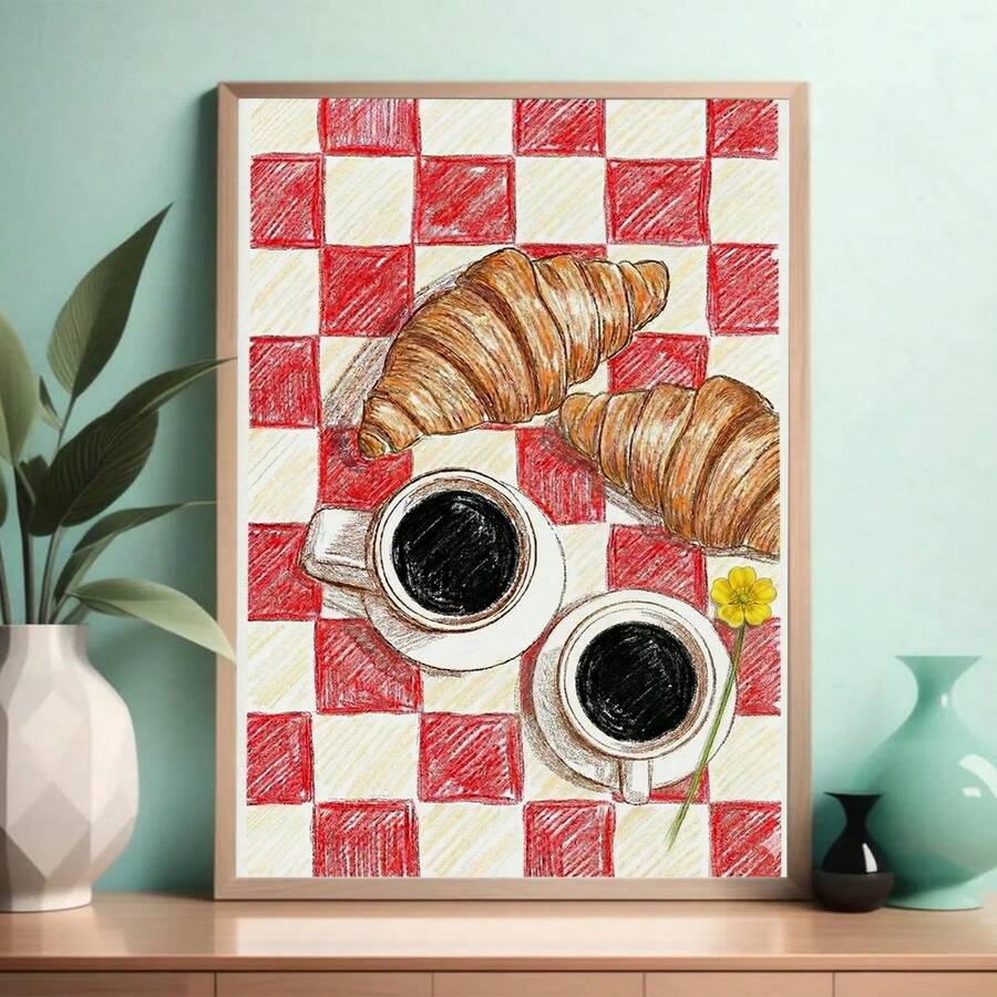 Breakfast wall decor for dining room kitchen nook or pantry with French bistro mood