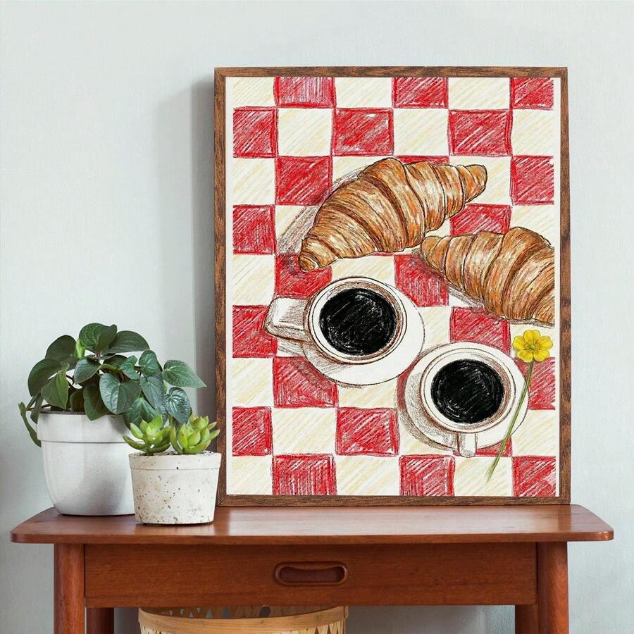 Breakfast wall decor for dining room kitchen nook or pantry with French bistro mood