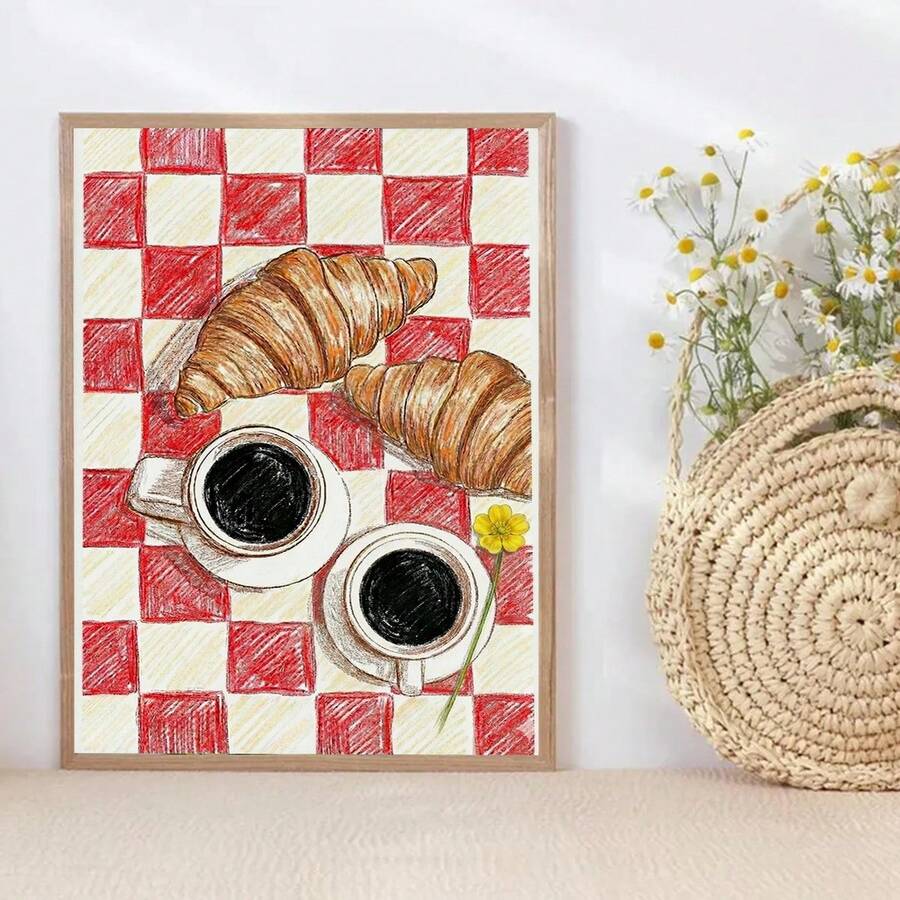 Breakfast wall decor for dining room kitchen nook or pantry with French bistro mood