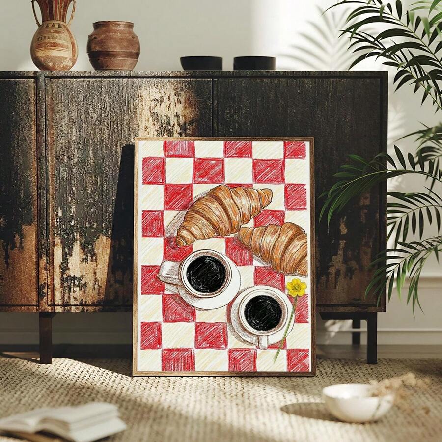 Breakfast wall decor for dining room kitchen nook or pantry with French bistro mood