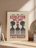 Framed Black liberation quote poster with Afro comb art leaning in sunlit room