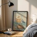 Whimsical Seagull Humorous Toilet & Beach Bathroom Canvas Poster